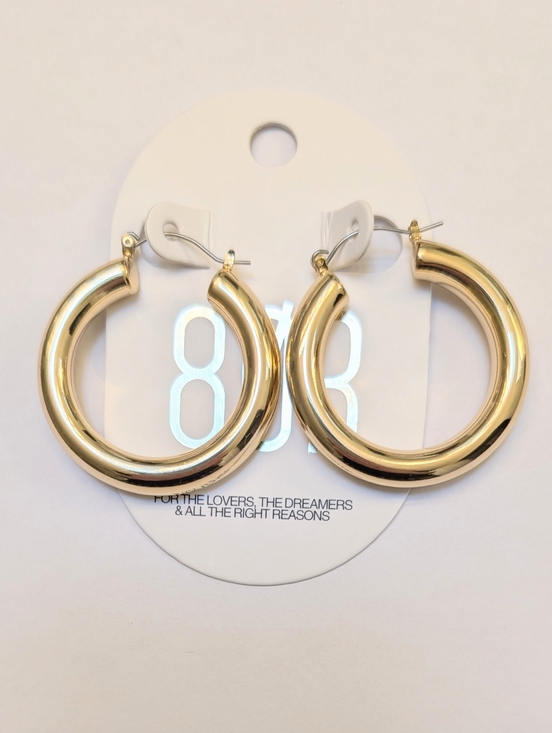 8 Other Reasons Jewelry - 8 Other Reasons Gold Tone Tube Hoop Earrings